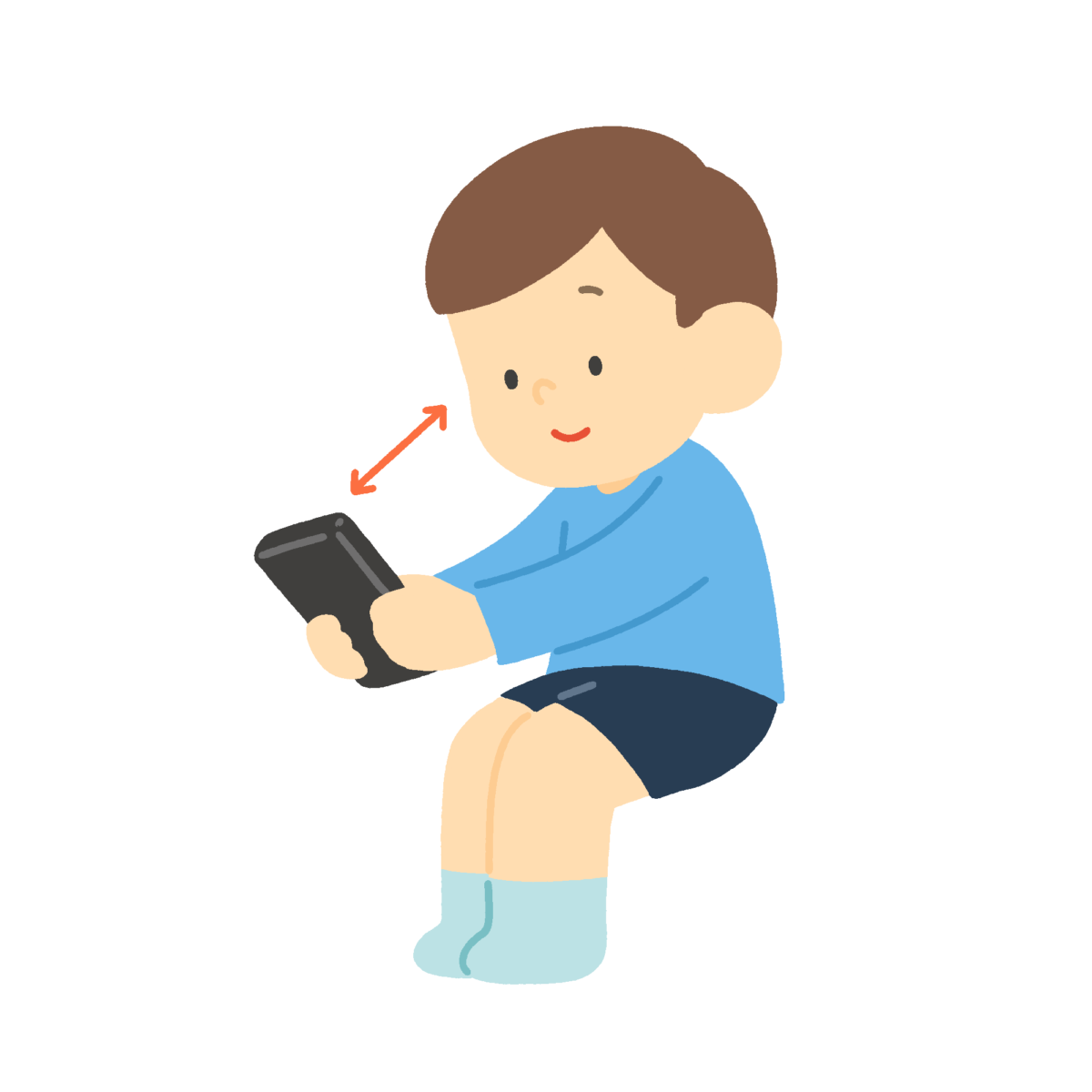 適切な距離でスマホを見る子の無料イラスト｜保健向け素材