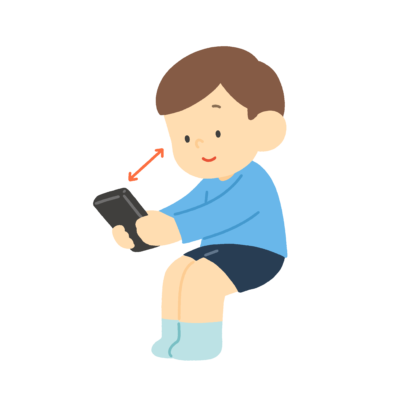 適切な距離でスマホを見る子の無料イラスト｜保健向け素材