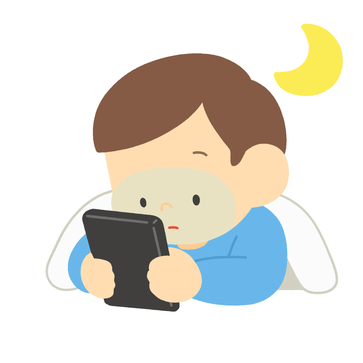 ブルーライトの影響を受ける子の無料イラスト｜保健向け素材
