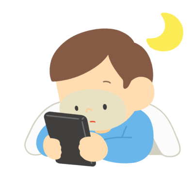 ブルーライトの影響を受ける子の無料イラスト｜保健向け素材