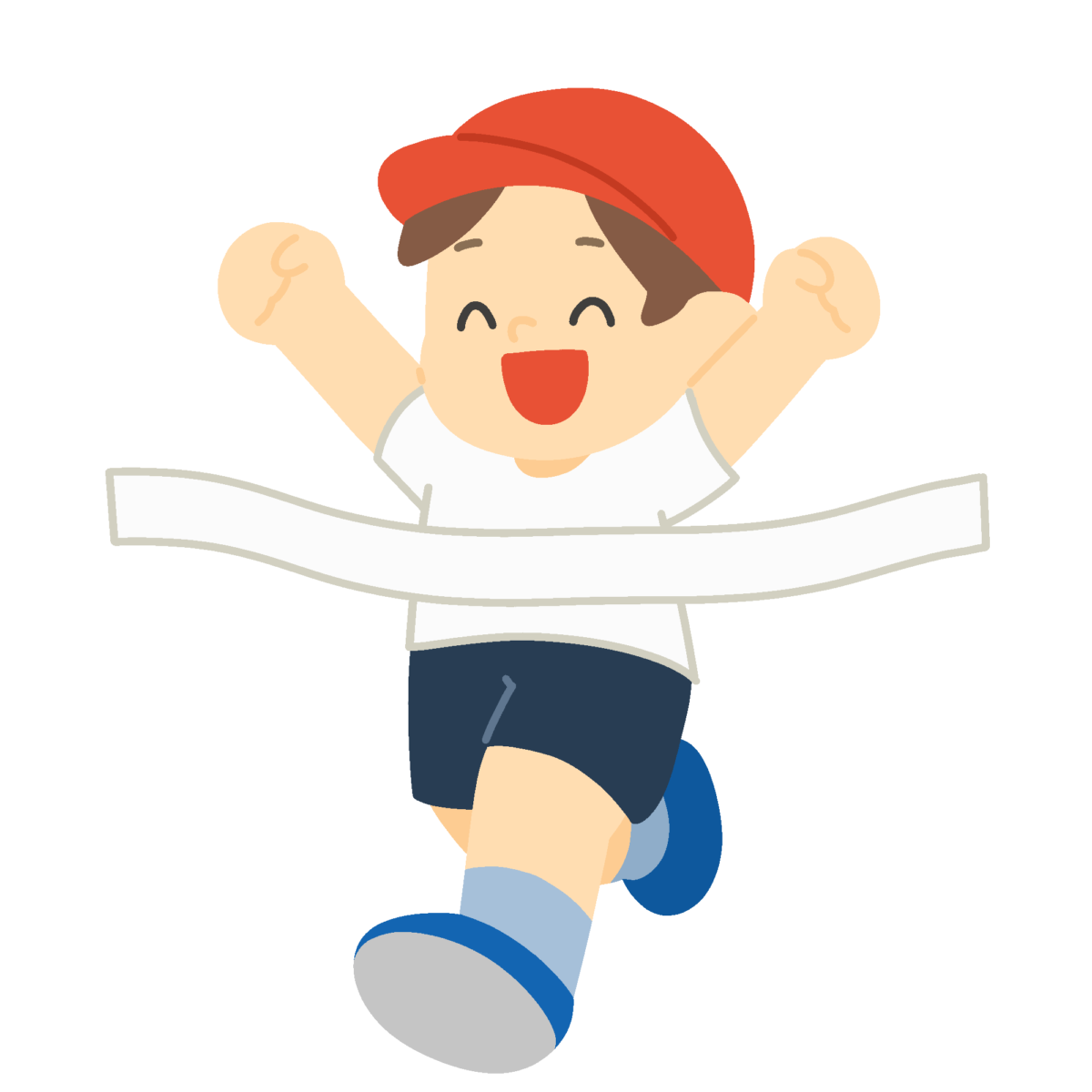 ゴールテープを切る子どもの無料イラスト｜運動会向け素材