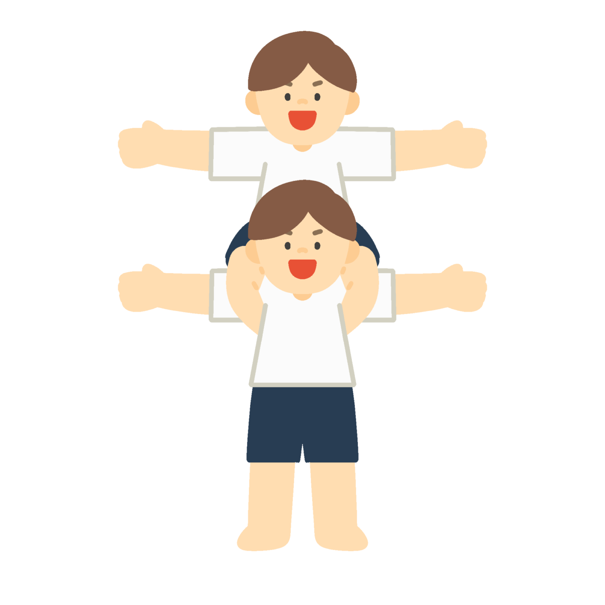 組体操でサボテンを披露する子どもたちの無料イラスト｜運動会向け素材