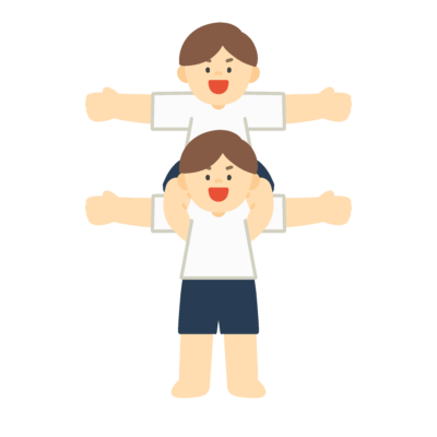 組体操でサボテンを披露する子どもたちの無料イラスト|運動会向け素材