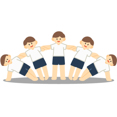 組体操で扇を披露する子どもたちの無料イラスト|運動会向け素材