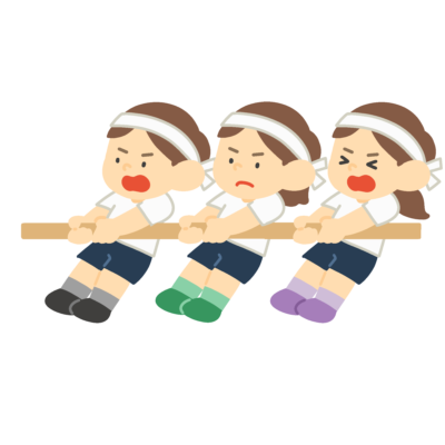 綱引きをする子どもたちの無料イラスト|運動会向け素材