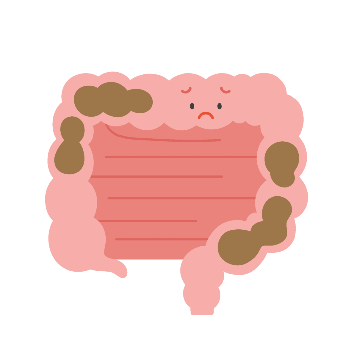 うんちが溜まった腸のキャラクターの無料イラスト｜保健向け素材