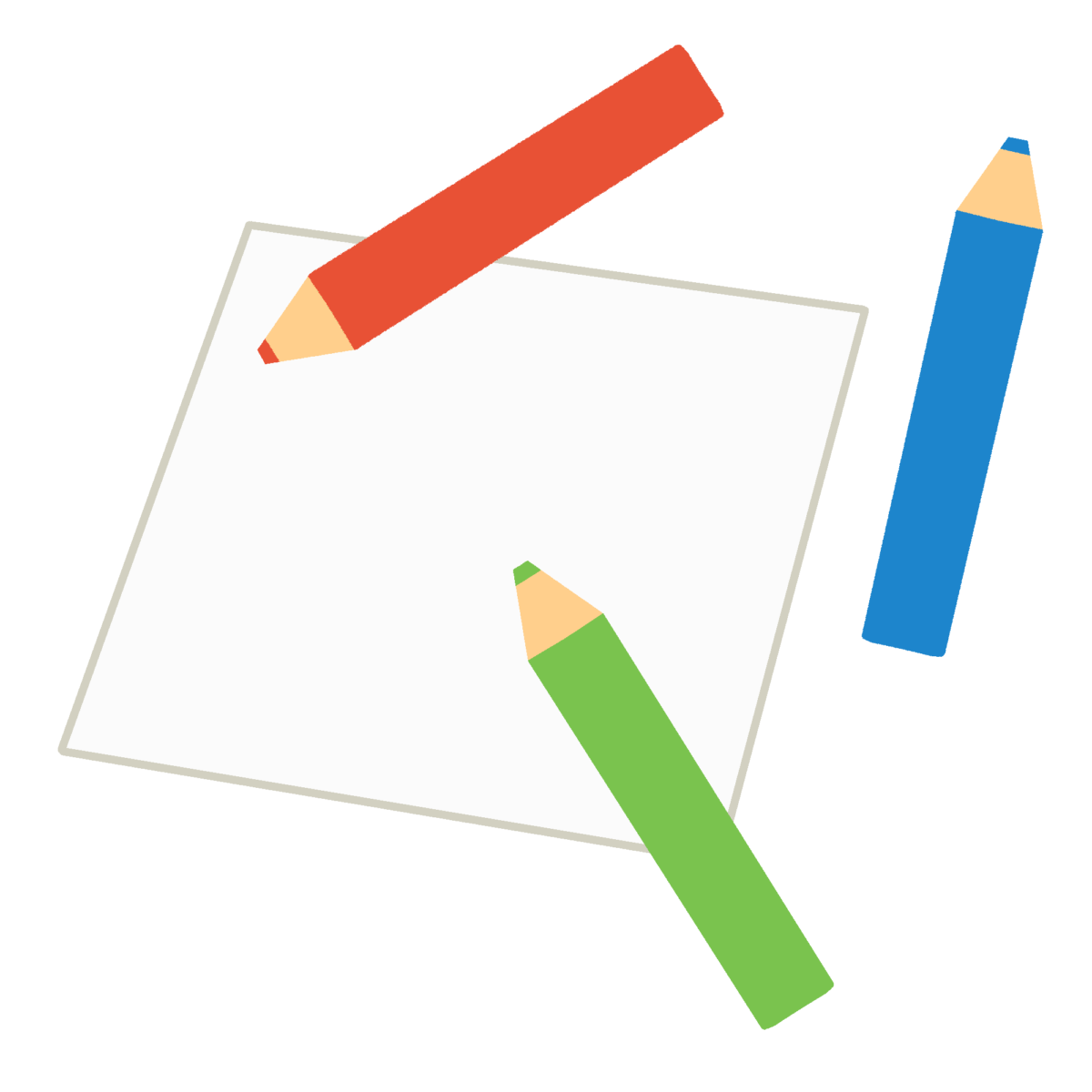 色鉛筆と画用紙の無料イラスト｜図工向け素材