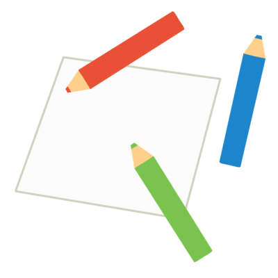 色鉛筆と画用紙の無料イラスト｜図工向け素材