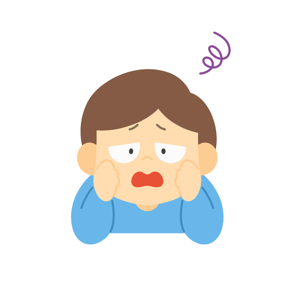 目を使いすぎている子どもの無料イラスト｜保健指導素材