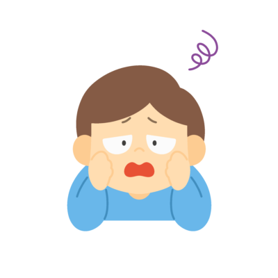 目を使いすぎている子どもの無料イラスト｜保健指導素材