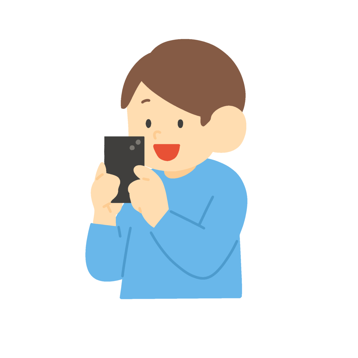 スマホで撮影する父親の無料イラスト｜行事撮影向け素材