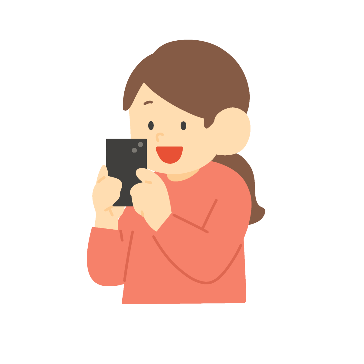 スマホで撮る母親の無料イラスト｜行事撮影向け素材