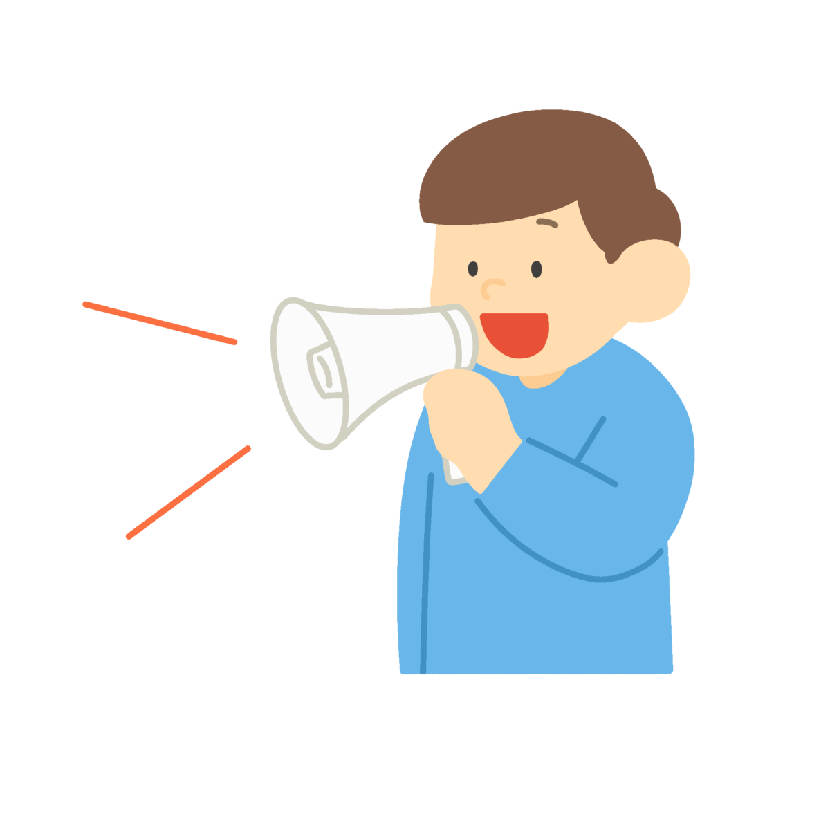 メガホンで案内する男性の無料イラスト｜行事スタッフ向け素材
