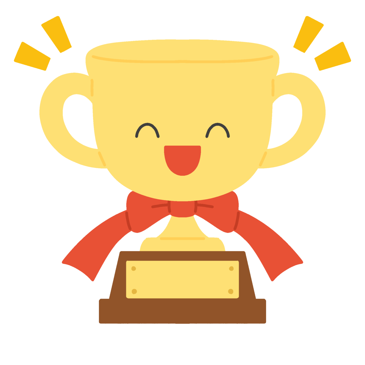 トロフィーのキャラクターの無料イラスト｜表彰式向け素材