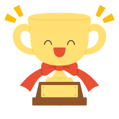 トロフィーのキャラクターの無料イラスト|表彰式向け素材