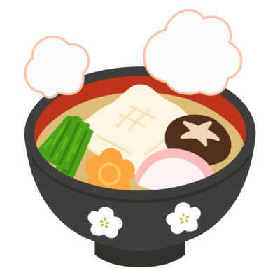 湯気が出るお雑煮の無料イラスト｜正月料理向け素材