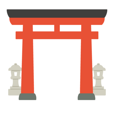 神社の赤鳥居と石灯篭の無料イラスト｜初詣向け素材