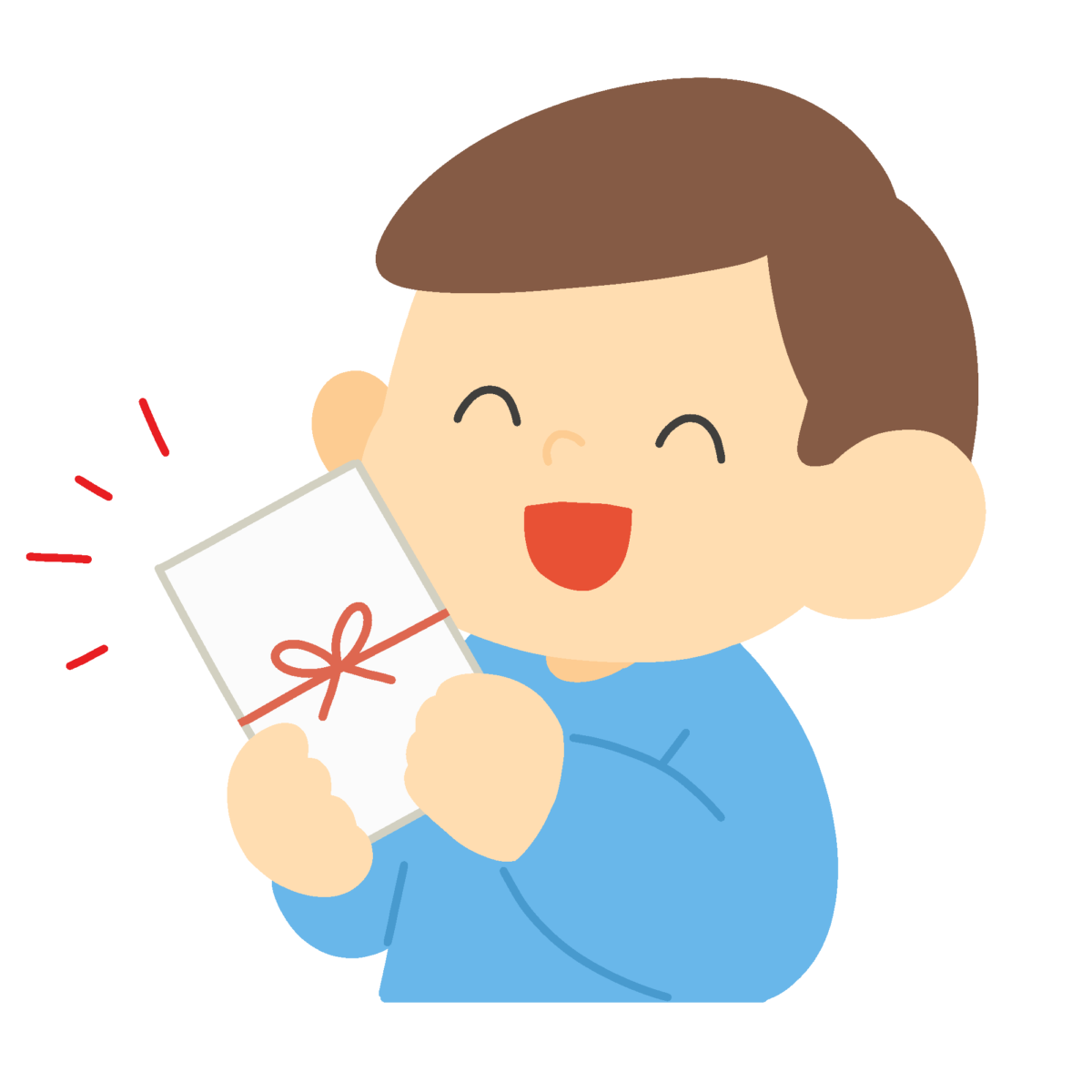 お年玉をもらった男の子の無料イラスト｜正月行事向け素材