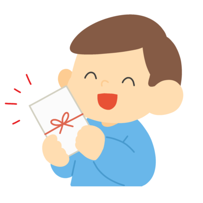 お年玉をもらった男の子の無料イラスト｜正月行事向け素材
