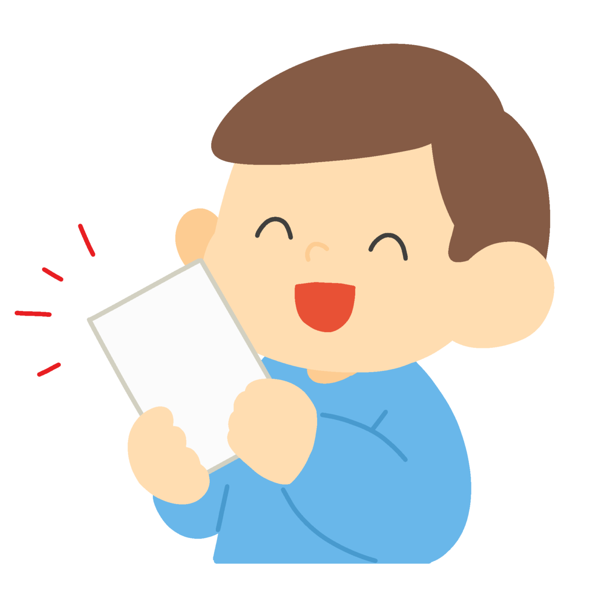 おこづかい袋をもらった男の子の無料イラスト｜生活学習向け素材
