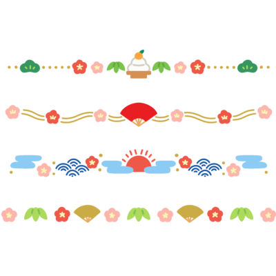 お正月の飾りラインの無料イラスト