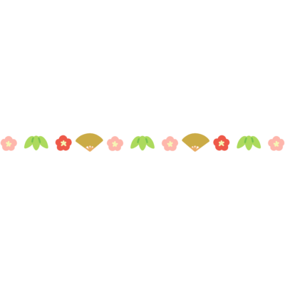 お正月の飾りラインの無料イラスト（松竹梅）